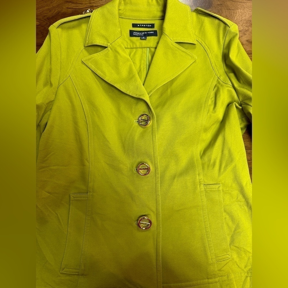 Vintage Jones New York Signature Stretch Jacket Chartreuse Green Women’s Size S - Picture 9 of 11